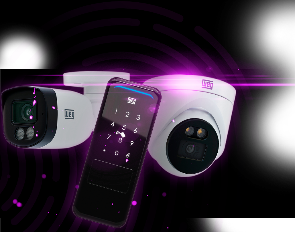 Produtos da linha de segurança eletrônica WEG distribuídos pela Virtron Tech